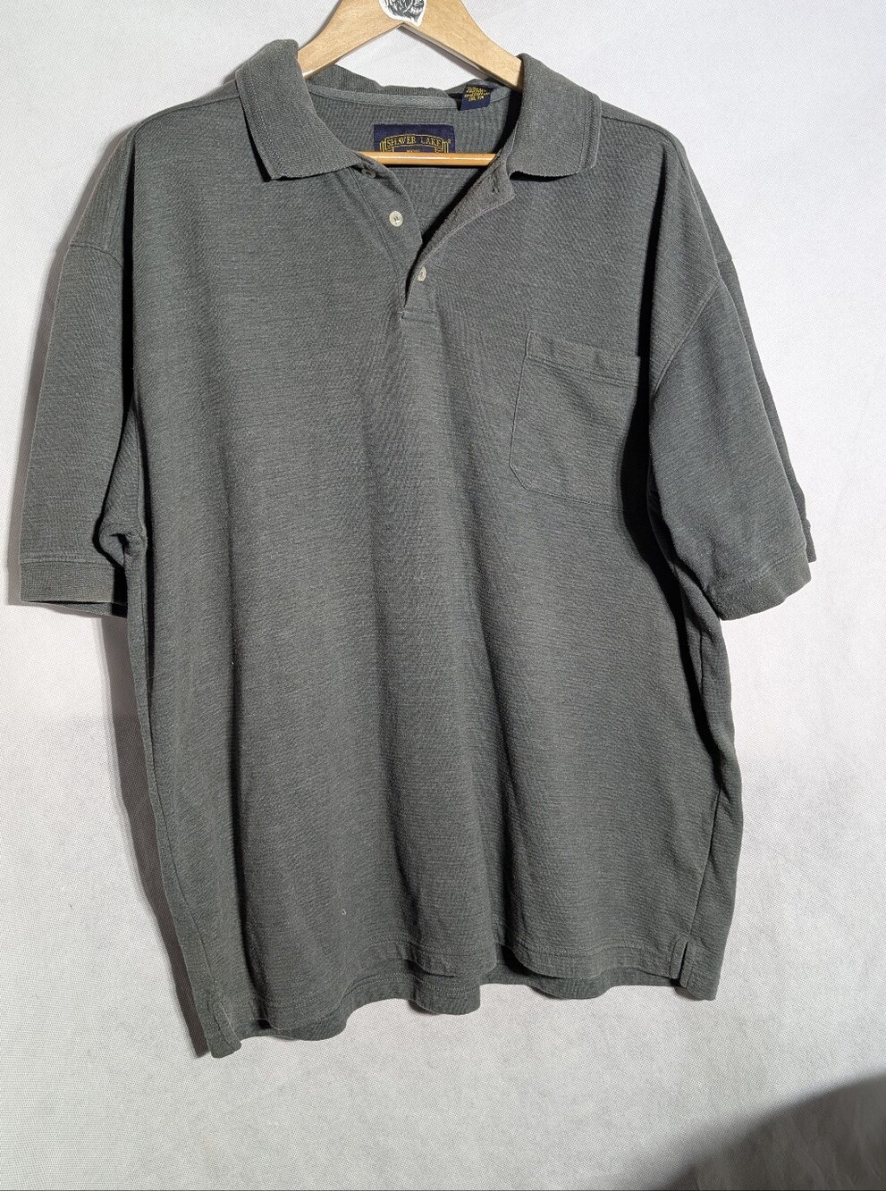 Shaver Lake Mens XXL Polo Shirt Olive Green Short Sleeve Slub Pocket